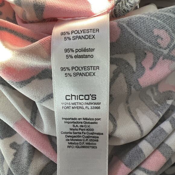 Chico's women's 3 XL White Pink Long Sleeves Asymmetrical Slit Side Top easywear - Picture 8 of 11